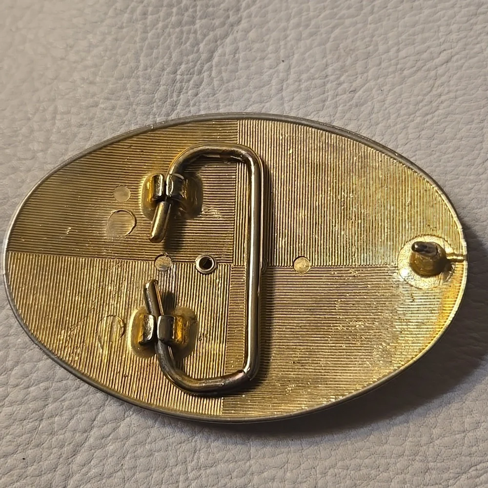 Western goldtone buckle with horse & rider 3.25" X 2.25" - Picture 2 of 2